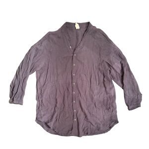 Anthropologie blue gauze 100% cotton daydream oversized tunic button down top L